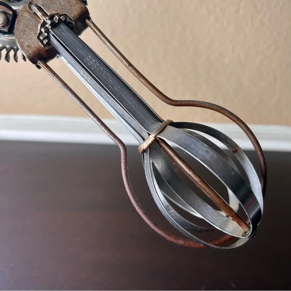 Antique Egg Beater Hand Crank, 1920’s, LADD Beater Stainless Steel, United Royal